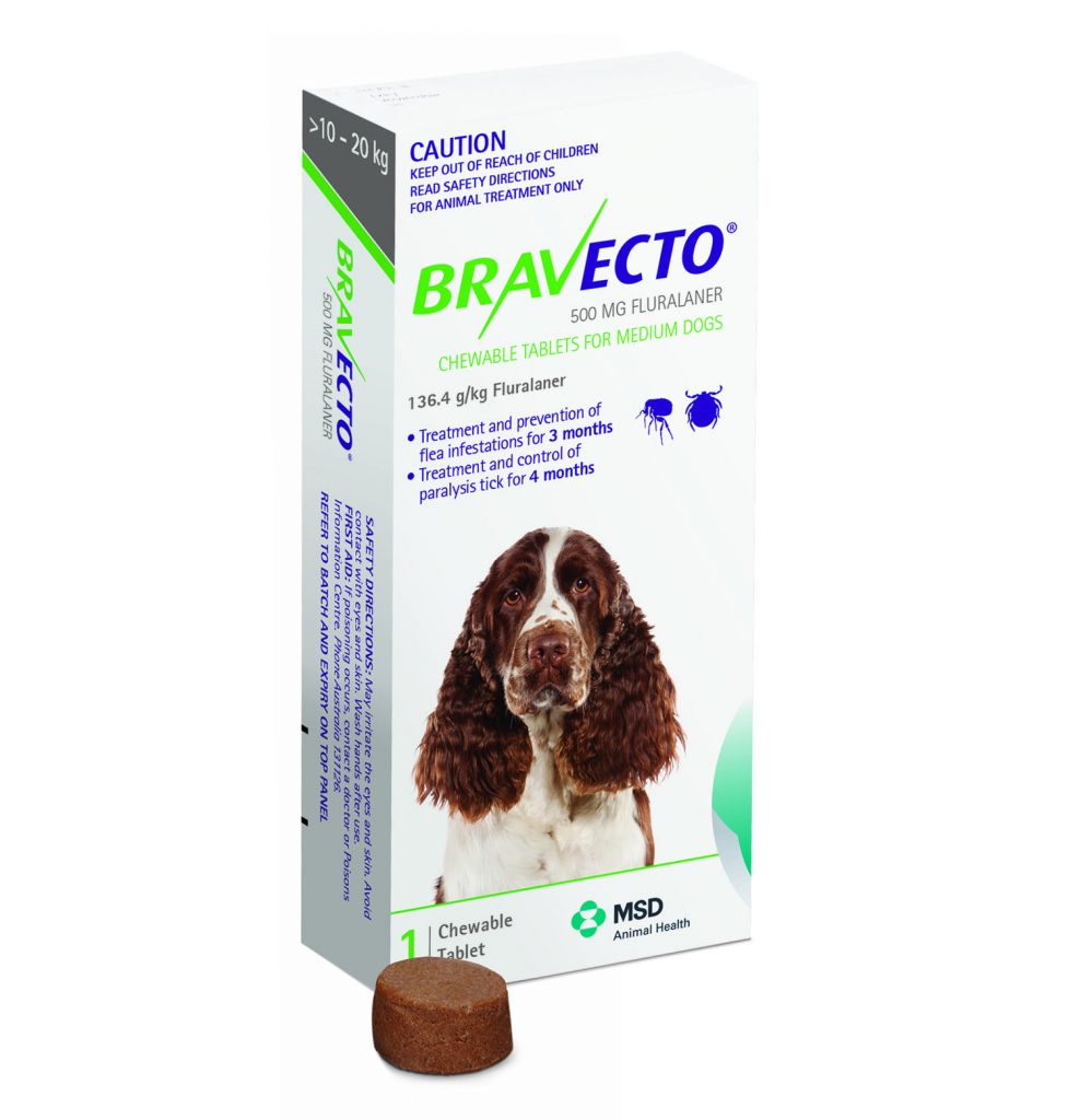Bravecto Flea and Tick Dog 10kg20kg Swanbourne Vet Centre