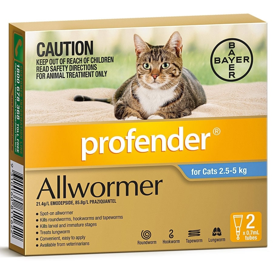 Profender Deworming Cat 2.5kg5kg Swanbourne Vet Centre